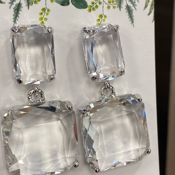 COPY - Ice clear transparent square drop earrings - Picture 2 of 9